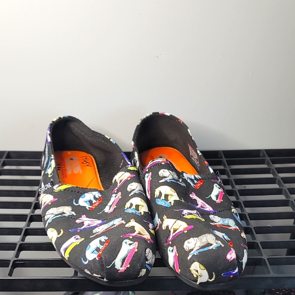Skechers BOBS Dogs on Skateboards Print Slip-On Shoes